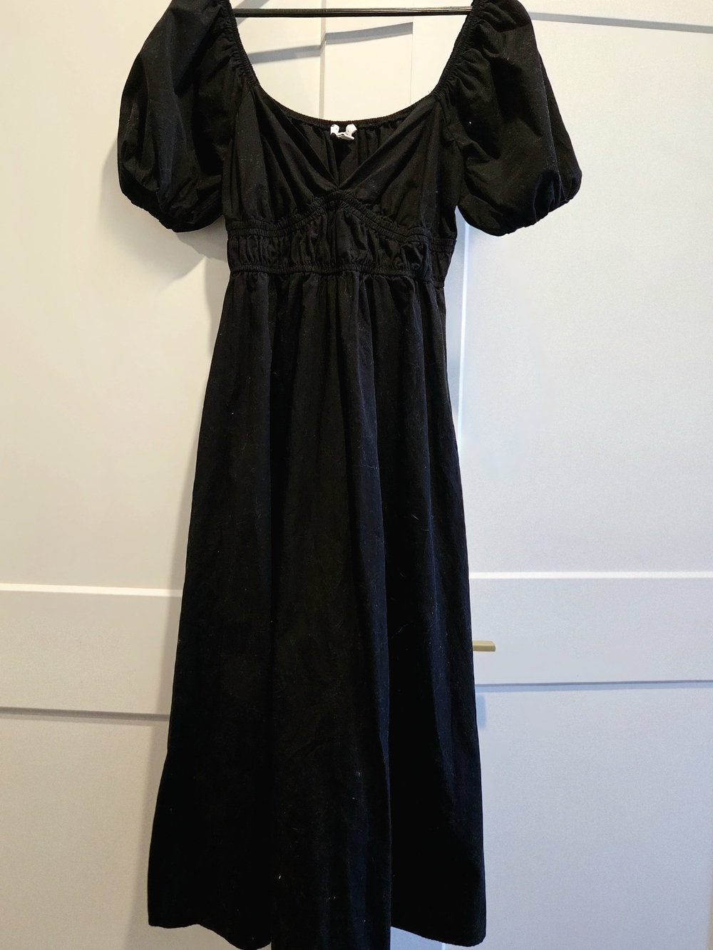 Topshop Black Off-Shoulder Puff Sleeve Dress